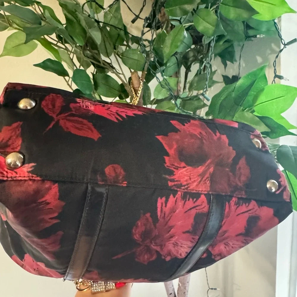 Prada Tessuto Nylon Rose Shop Shoulder Bag Rosso W/ COA